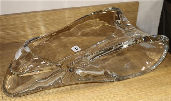 A large Baccarat glass centrepiece, signed length 53cm